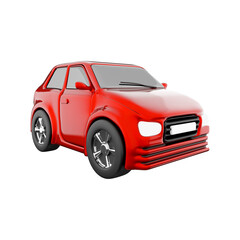 Fototapeta na wymiar 3d rendering of a brandless generic eco red car icon. 3d render small, compact car and environmentally friendly icon.