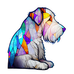 cute dog isolated on a transparent background. stained-glass collection.