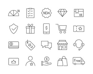 Shopping Icons - Vector Line. Editable Stroke.