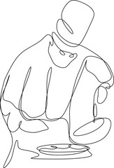 one line art. one continuous line art of a chef cooking