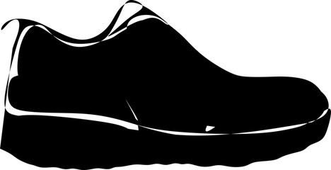 a black and white silhouette of a shoe for the sport