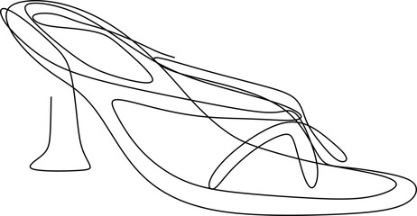 one line art. one continues line art. a high-hill shoes	
