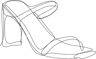 one line art. one continues line art. a high-hill shoes	

