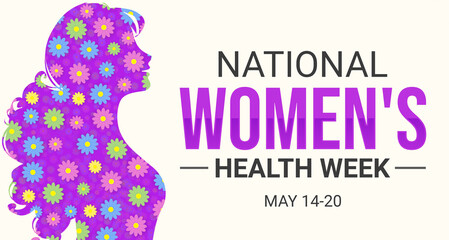National Women's Health Week wallpaper cover design with typography and flowers inside a shape