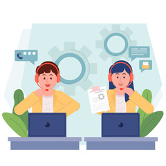 Customer Call Center Illustration