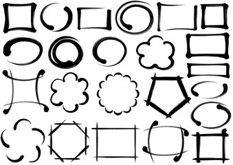 Fototapeta premium ブラシストロークのフレーム 毛筆のデザインパーツセット01