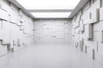 an Empty White Room with Skylight. Generative AI