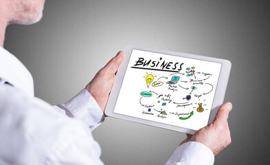 Business strategy concept on a tablet