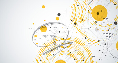 Obraz premium Halftone science background with connecting dots and lines. Digital data visualization.