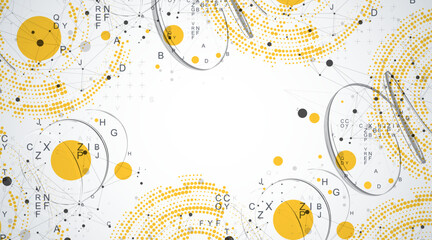 Obraz premium Halftone science background with connecting dots and lines. Digital data visualization.