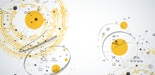 Obraz premium Halftone science background with connecting dots and lines. Digital data visualization.