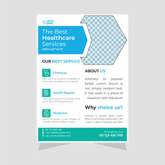 Obraz premium Clean And Modern Medical care Flyer Design. 