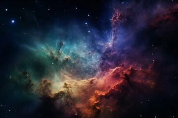 Obraz na płótnie Canvas Colorful, starry galaxy adorned with vibrant nebulas. Generative AI