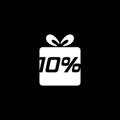  Ten percent discount icon isolated on black