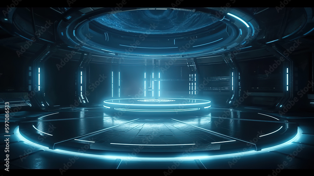 Canvas Prints science fiction mechanical base,created with generative ai tecnology.