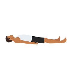 Man doing Shavasana or Corpse Pose. Yoga Practice exercise. Flat vector