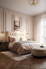 Bedroom design that combines the sleekness of Scandinavian design with the luxury. Generative AI