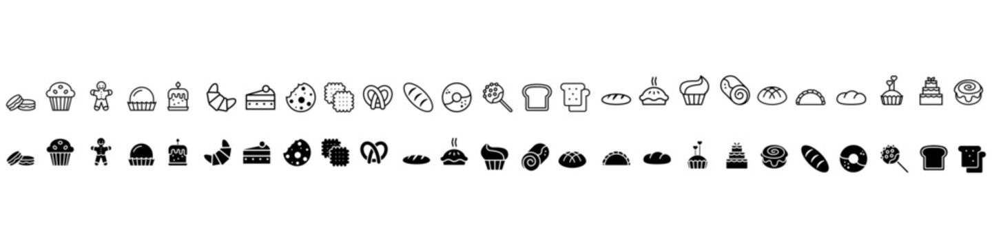 Bakery icon vector set. cooking illustration sign collection. bake symbol. food logo.