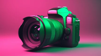 Fotobehang 3d model of a black camera isolated on the background, 3d rendering © Sufyan