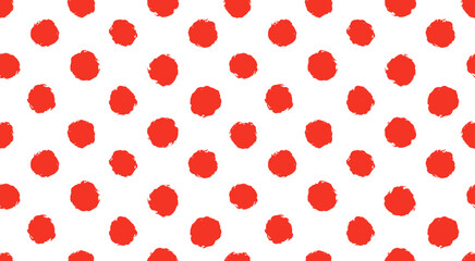 hand drawn bold oversized dots vector texture. polka dot seamless pattern background. hand drawn red and white circle textile