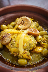 chicken tagine with fresh figs and lemon, Moroccan cuisine, Medchar Ghanem , Asilah, morocco, africa