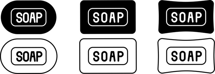 outline silhouette soap icon set isolated on white background