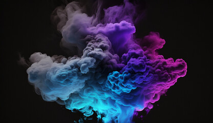 blue neon cloud of smoke. Generative AI
