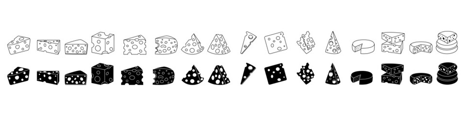 Cheese icon vector set. Milk product illustration sign collection. Food symbol. Cheese farm logo.