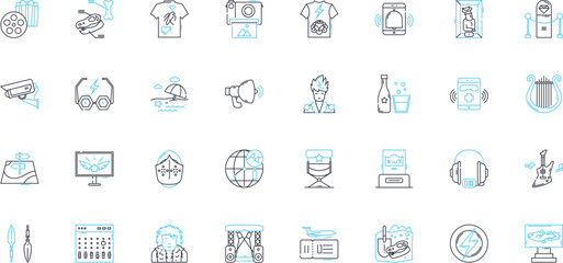 Artistic expression linear icons set. Creativity, Imagination, Inspiration, Originality, Beauty, Aesthetics, Color line vector and concept signs. Form,Texture,Line outline illustrations Generative AI