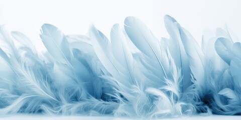 Blue feathers background made with generative ai