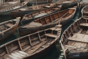 wooden boat in the harbor from generative ai