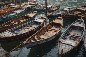 Fototapeta na wymiar wooden boat in the harbor from generative ai