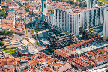 Aerial view of Singapore down town area in day time, travel and business destination,Building and...