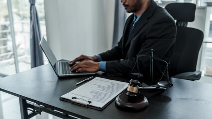 Portrait of successful mixed race asian indian chinese handsome businessman lawyer closes the deal with the client concepts of law, advice, legal services.