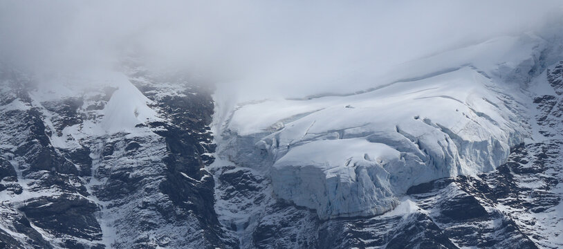 Tongue of the Guggiglacier, glacier on the Jungfraujoch.