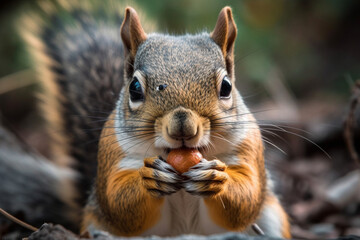 Naklejka na ściany i meble a cute squirrel is eating