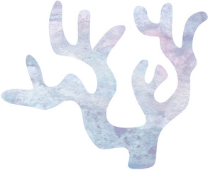 Watercolor sea element Gradient blue purple light coral isolated on white background ocean theme  hand print on blue background 