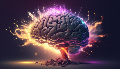 concept brain explosion illustration. Generative AI