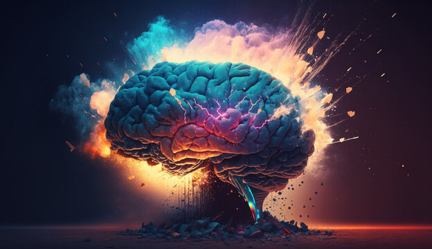 concept brain explosion illustration. Generative AI