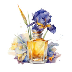 Watercolor vintage perfume, Generative AI