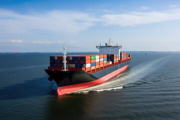 i am Aerial of a loaded container cargo