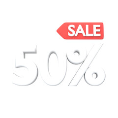 Icon 3d rendering minimal  sale fifty  percent