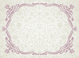 traditional wedding card design, paisley floral pattern , royal India	