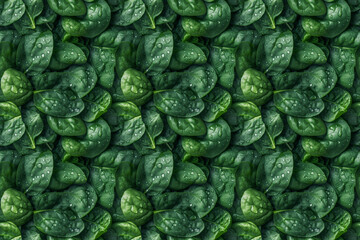 Fototapeta na wymiar Fresh spinach seamless background. Seamless background of spinach leaves. Ecological vegetarian food concept. Digital AI art 