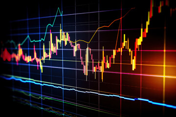 Stock market chart. Business graph background. Forex trading. business concept in color. digital ai art