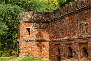 Fort walls at Lodhi gardens which is joggers paradise located in beautiful green surroundings in Delhi