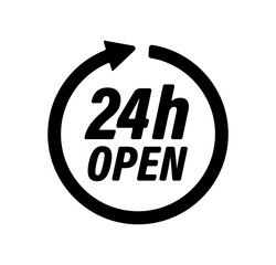 24 hours open vector icon illustration