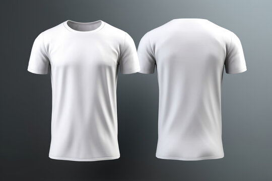 White T-shirts front and back used as design template. Generative AI