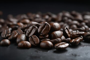 coffee beans isolated black Background Generative AI
