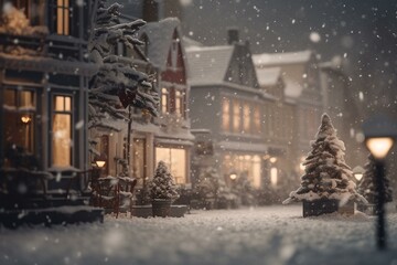 Festive snowfall Christmas scene. Generative AI